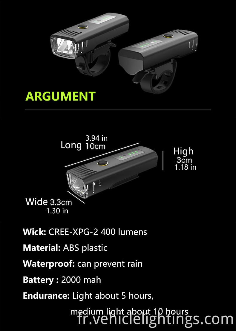 2023 Vente à chaud Type-C RECHARGable Bike Light Set Bicycle Head and Tail Light Rechargeable Bicycle Safety Light